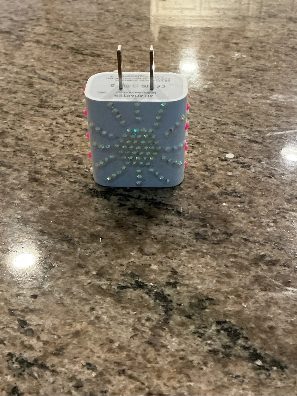 Amazon White USB Wall Charger with Pink Accent Studs